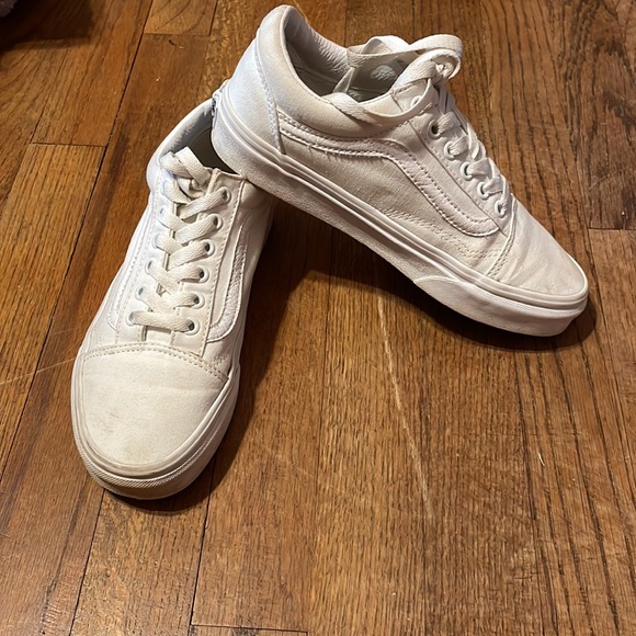•VANS• OLD SKOOL LOW TOP LACE UP TRIPLE WHITE SNEAKERS VGUC SIZE 6.5 - Picture 5 of 9